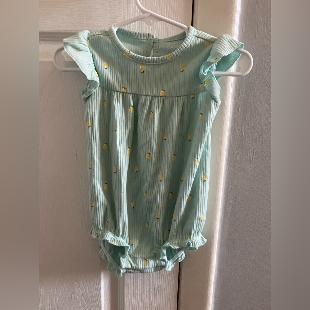 Carter's Light Green Baby Romper with Yellow Dots